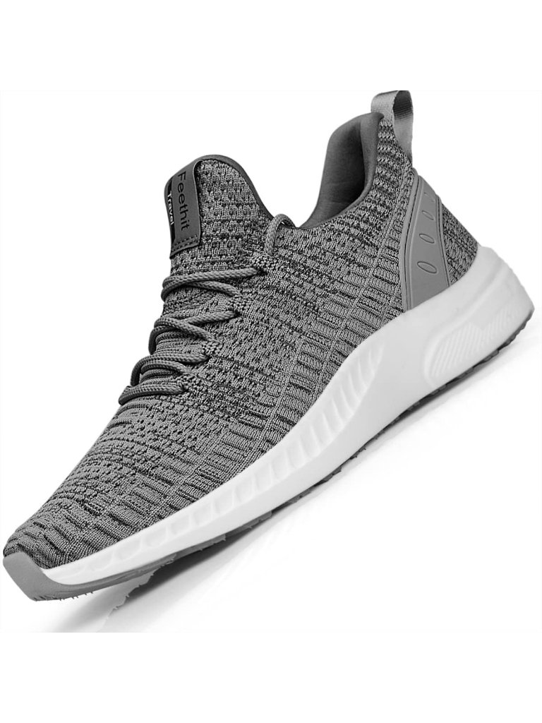 Men's Light Grey Breathable Mesh Lightweight Workout Slip On Walking Sneaker